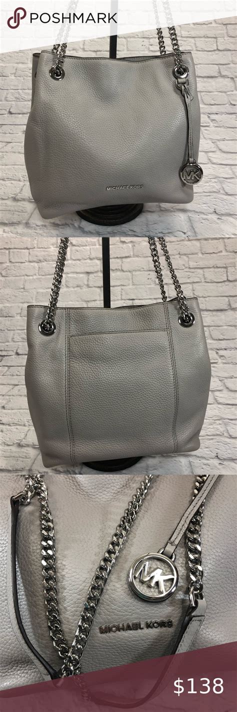 michael kors gray and white silver chain purse|Michael Kors silver purses.